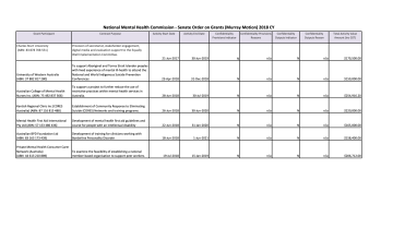 National Mental Health Commission - Senate Order on Grants (Murray Motion) 2018 CY