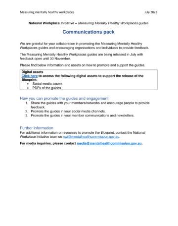 First page of comms pack